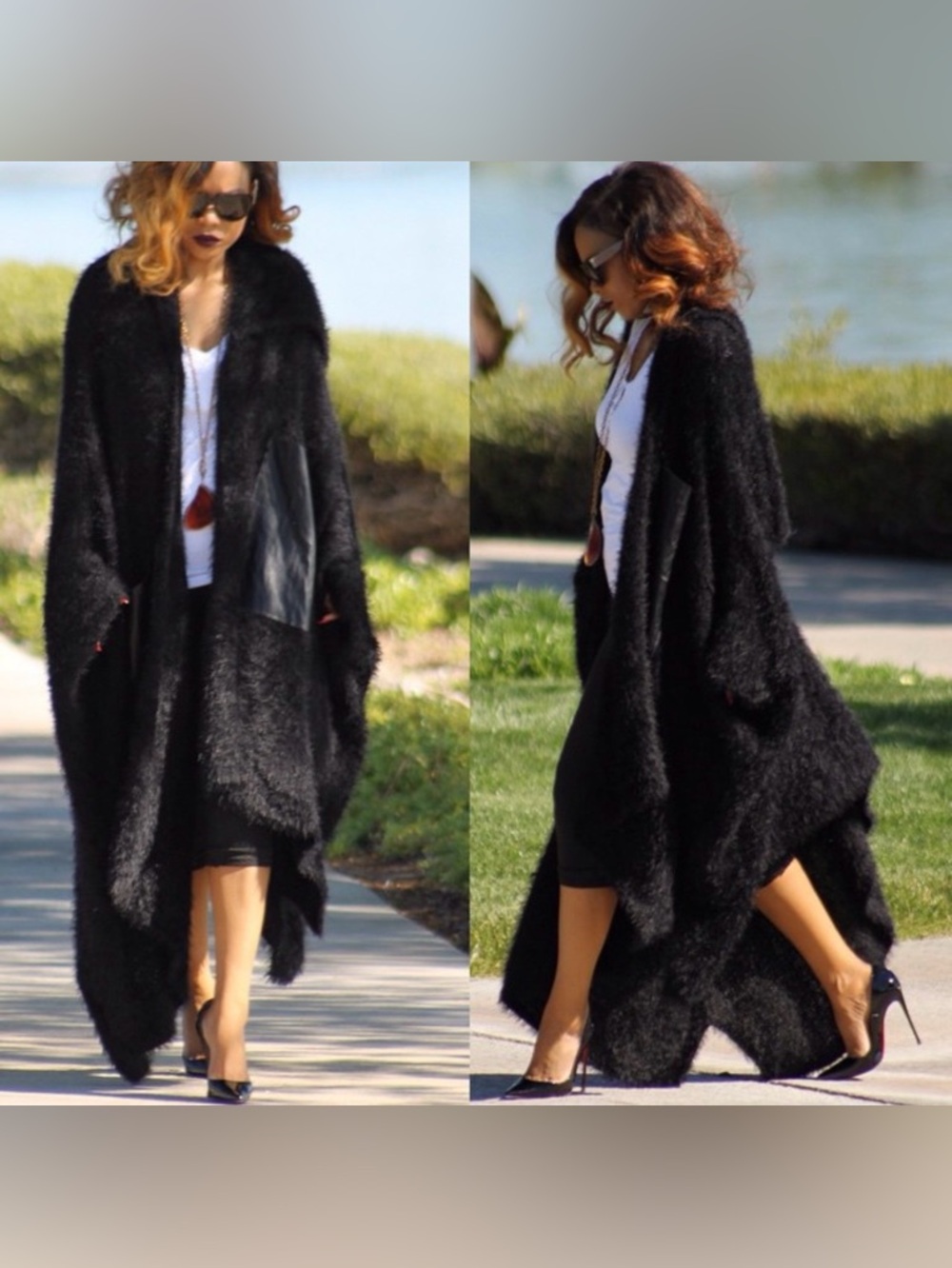 TOV LOS ANGELES Black Oversized Cozy Long Cardigan Sweater